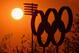 LONDON, ENGLAND - AUGUST 10: The sun sets behind the Olympic rings on Day 14 of the London 2012 Olympic Gamess on Day 14 of the London 2012 Olympic Gameson August 10, 2012 in London, England. (Photo by Jeff J Mitchell/Getty Images)