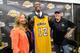 EL SEGUNDO, CA - AUGUST 10: Jim Buss and his sister Jeanie Buss of the Los Angeles Lakers pose with new member of the team Dwight Howard at the Toyota Sports Center on August 10, 2012 in El Segundo, California. The Lakers aquired Howard from Orlando Magic in a four-team trade. In addition Lakers wil receive Chris Duhon and Earl Clark from the Magic. (Photo by Kevork Djansezian/Getty Images)