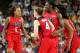 LONDON, ENGLAND - AUGUST 09: Seimone Augustus #5 of United States celebrates with teammates after scoring against Australia in the Women's Basketball semifinal on Day 13 of the London 2012 Olympics Games at North Greenwich Arena on August 9, 2012 in London, England. (Photo by Christian Petersen/Getty Images)
