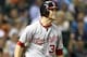 HOUSTON - AUGUST 08: Bryce Harper #34 of the Washington Nationals reacts after being called out on strikes in the sixth inning against the Houston Astros at Minute Maid Park on August 8, 2012 in Houston, Texas. (Photo by Bob Levey/Getty Images)