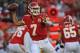 KANSAS CITY, MO - AUGUST 10: Quarterback Matt Cassel #7 of the Kansas City Chiefs drops back to pass against the Arizona Cardinals during the first half on August 10, 2012 at Arrowhead Stadium in Kansas City, Missouri. (Photo by Peter Aiken/Getty Images)