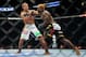August 11, 2012; Denver, CO, USA; Donald Cerrone (left) fights Melvin Guillard (right) during UFC 150 at the Pepsi Center. Mandatory Credit: Ron Chenoy-US PRESSWIRE