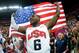 LONDON, ENGLAND - AUGUST 12: LeBron James #6 of the United States celebrates winning the Men's Basketball gold medal game between the United States and Spain on Day 16 of the London 2012 Olympics Games at North Greenwich Arena on August 12, 2012 in London, England. (Photo by Harry How/Getty Images)