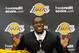 EL SEGUNDO, CA - AUGUST 10: Dwight Howard speaks after being introduced to the media as the newest member of the Los Angeles Lakers during a news conference at the Toyota Sports Center on August 10, 2012 in El Segundo, California. The Lakers aquired Howard from Orlando Magic in a four-team trade. In addition Lakers wil receive Chris Duhon and Earl Clark from the Magic. (Photo by Kevork Djansezian/Getty Images)