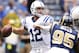 INDIANAPOLIS, IN - AUGUST 12: Andrew Luck #12 of the Indianapolis Colts looks to pass the ball against the St. Louis Rams during a preseason NFL game at Lucas Oil Stadium on August 12, 2012 in Indianapolis, Indiana. (Photo by Joe Robbins/Getty Images)