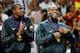 LONDON, ENGLAND - AUGUST 12: Gold medallists Kevin Durant #5 of the United States and LeBron James #6 of the United States celebrate on the podium during the medal ceremony for the Men's Basketball on Day 16 of the London 2012 Olympics Games at North Greenwich Arena on August 12, 2012 in London, England. (Photo by Christian Petersen/Getty Images)