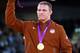 LONDON, ENGLAND - AUGUST 12: Jacob Stephen Varner of the United States celebrates with his gold medal during the medal ceremony following the Men's Freestyle 96 kg Wrestling gold medal fight on Day 16 of the London 2012 Olympic Games at ExCeL on August 12, 2012 in London, England. (Photo by Ryan Pierse/Getty Images)