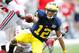 ANN ARBOR, MI - NOVEMBER 26: Roy Roundtree #12 of the Michigan Wolverines reacts after a first quarter first down catch while playing the Ohio State Buckeyes at Michigan Stadium on November 26, 2011 in Ann Arbor, Michigan. (Photo by Gregory Shamus/Getty Images)