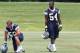 Jun 12, 2012; Irving, TX, USA; Dallas Cowboys linebacker Sean Lee (50) and Bruce Carter (54) take a break during minicamp at Dallas Cowboys headquarters. Mandatory Credit: Matthew Emmons-US PRESSWIRE