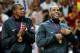 LONDON, ENGLAND - AUGUST 12: Gold medallists Kevin Durant #5 of the United States and LeBron James #6 of the United States celebrate on the podium during the medal ceremony for the Men's Basketball on Day 16 of the London 2012 Olympics Games at North Greenwich Arena on August 12, 2012 in London, England. (Photo by Christian Petersen/Getty Images)