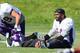 EDEN PRAIRIE, MN - OCTOBER 7: Wide receiver Randy Moss #84 of the Minnesota Vikings takes his first practice after re-joining the Vikings at Winter Park on October 7, 2010 in Eden Prairie, Minnesota. (Photo by Adam Bettcher/Getty Images)