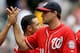 MILWAUKEE, WI - JULY 29: Ryan Zimmerman #11 of the Washington Nationals celebrates after the 11-10 win over the Milwaukee Brewers in 11 innings at Miller Park on July 29, 2012 in Milwaukee, Wisconsin. (Photo by Mike McGinnis/Getty Images)