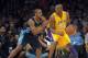 May 8, 2012; Los Angeles, CA, USA; Los Angeles Lakers guard Kobe Bryant (24) is defended by Denver Nuggets guard Arron Afflalo (6) during game five of the 2012 Western Conference quarterfinals at the Staples Center. Mandatory Credit: Kirby Lee/Image of Sport-US PRESSWIRE