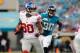 JACKSONVILLE, FL - AUGUST 10: Wide receiver Victor Cruz #80 of the New York Giants rushes upfield with a pass against the Jacksonville Jaguars in a pre-season football game August 10, 2011 at EverBank Field in Jacksonville, Florida. (Photo by Al Messerschmidt/Getty Images)
