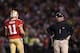 SAN FRANCISCO, CA - JANUARY 22: (L-R) Alex Smith #11 and head coach Jim Harbaugh of the San Francisco 49ers look on against the New York Giants during the NFC Championship Game at Candlestick Park on January 22, 2012 in San Francisco, California. (Photo by Ezra Shaw/Getty Images)