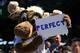 SEATTLE, WA - AUGUST 15: The Seattle Mariners moose mascot holds a sign after starting pitcher Felix Hernandez threw a perfect game against the Tampa Bay Rays at Safeco Field on August 15, 2012 in Seattle, Washington. (Photo by Otto Greule Jr/Getty Images)