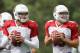 FLAGSTAFF, AZ - AUGUST 04: Quarterbacks Kevin Kolb #4 and John Skelton #19 of the Arizona Cardinals drop back to pass during the team training camp at Northern Arizona University on August 4, 2011 in Flagstaff, Arizona. (Photo by Christian Petersen/Getty Images)