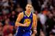 Feb. 22, 2012; Phoenix, AZ, USA; Golden State Warriors guard Stephen Curry (30) against the Phoenix Suns at the US Airways Center. The Warriors defeated the Suns 106 - 104. Mandatory Credit: Jennifer Stewart-US PRESSWIRE.