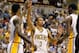 INDIANAPOLIS, IN - MAY 08: George Hill #3 of the Indiana Pacers celebrates with teammates after making a first quarter basket while playing the Orlando Magic in Game Five of the Eastern Conference Quarterfinals during the 2012 NBA Playoffs on May 8, 2012 at Bankers Life Fieldhouse in Indianapolis, Indiana. NOTE TO USER: User expressly acknowledges and agrees that, by downloading and or using this photograph, User is consenting to the terms and conditions of the Getty Images License Agreement. (Photo by Gregory Shamus/Getty Images)