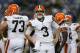 DETROIT, MI - AUGUST 10: Brandon Weeden #3 of the Cleveland Browns checks with the bench during the game against the Detroit Lions at Ford Field on August 10, 2012 in Detroit, Michigan. (Photo by Leon Halip/Getty Images)