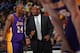 DENVER, CO - FEBRUARY 03: Head coach Mike Brown talks with Kobe Bryant #24 of the Los Angeles Lakers during a break in the action against the Denver Nuggets at the Pepsi Center on February 3, 2012 in Denver, Colorado. NOTE TO USER: User expressly acknowledges and agrees that, by downloading and or using this photograph, User is consenting to the terms and conditions of the Getty Images License Agreement. (Photo by Doug Pensinger/Getty Images)