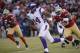 SAN FRANCISCO, CA - AUGUST 10: Quarterback Joe Webb #14 of the Minnesota Vikings scrambles with the ball away from Deante' Purvis #40 of the San Francisco 49ers in the third quarter during an NFL pre-season football game at Candlestick Park on August 10, 2012 in San Francisco, California. The 49ers won the game 17-6. (Photo by Thearon W. Henderson/Getty Images)