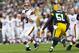 Aug 18, 2012; Green Bay, WI, USA; Cleveland Browns quarterback Brandon Weeden (3) drops back to pass as Green Bay Packers linebacker D.J. Smith (51) rushes during the first quarter at Lambeau Field. Mandatory Credit: Jeff Hanisch-US PRESSWIRE