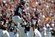 COLLEGE STATION, TX - OCTOBER 29: Jonathan Stewart #11 celebrates with teammate Sean Porter #10 of the Texas A&M Aggies during a game against the Missouri Tigers at Kyle Field on October 29, 2011 in College Station, Texas. (Photo by Sarah Glenn/Getty Images)