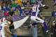 Aug 17, 2012; Minneapolis, MN, USA; Minnesota Vikings receiver Jerome Simpson (81) jumps over Buffalo Bills cornerback Jairus Byrd (31) for a first down in the first quarter at the Metrodome. Mandatory Credit: Brad Rempel-US PRESSWIRE
