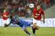 DURBAN, SOUTH AFRICA - JULY 18: Belux Kasonga of Amazulu and Javier Hernandez of Manchester United battle for the ball during the MTN Football Invitational match between Amazulu and Manchester United, at Moses Mabhida Stadium on July 18, 2012 in Durban, South Africa (Photo by Peter Heeger/Gallo Images/Getty Images)