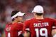 Aug. 17, 2012; Glendale, AZ, USA; Arizona Cardinals quarterbacks (4) Kevin Kolb and (19) John Skelton on the sidelines in the second half against the Oakland Raiders during a preseason game at University of Phoenix Stadium. The Cardinals defeated the Raiders 31-27. Mandatory Credit: Mark J. Rebilas-US PRESSWIRE