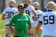 Aug. 4, 2012; South Bend, IN, USA; Notre Dame Fighting Irish head coach Brian Kelly watches practice at the LaBar Practice Complex. Mandatory Credit: Matt Cashore-US PRESSWIRE