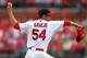 ST. LOUIS, MO - AUGUST 19: Starter Jamie Garcia #54 of the St. Louis Cardinals pitches against the Pittsburgh Pirates at Busch Stadium on August 19, 2012 in St. Louis, Missouri. (Photo by Dilip Vishwanat/Getty Images)