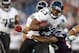 FOXBORO, MA - AUGUST 11: Rashad Jennings #23 of the Jacksonville Jaguars is hit by Pat Chung #25 of the New England Patriots on August 11, 2011 at Gillette Stadium in Foxboro, Massachusetts. (Photo by Elsa/Getty Images)