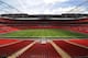 LONDON, UNITED KINGDOM - MAY 24: In this handout image provided by UEFA, final preparations are made to the pitch at Wembley Stadium for the Champions League Final, May 24, 2011 in London, England. The UEFA Champions League final between FC Barcelona and Manchester United FC will be held at Wembley stadium on May 28. (Photo by UEFA via Getty Images)