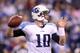INDIANAPOLIS, IN - DECEMBER 18: Jake Locker #10 of the Tennessee Titans throws a pass during the NFL game against the Indianapolis Colts at Lucas Oil Stadium on December 18, 2011 in Indianapolis, Indiana. (Photo by Andy Lyons/Getty Images)