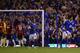 LIVERPOOL, ENGLAND - AUGUST 20: Marouane Fellaini of Everton celebrates scoring the opening goal during the Barclays Premier League match between Everton and Manchester United at Goodison Park on August 20, 2012 in Liverpool, England. (Photo by Michael Regan/Getty Images)