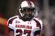 Nov 5, 2011; Fayetteville, AR, USA; South Carolina Gamecocks cornerback Victor Hampton (27) during the game against the Arkansas Razorbacks at Donald W. Reynolds Razorback Stadium. Arkansas defeated South Carolina 44-28. Mandatory Credit: Nelson Chenault-US PRESSWIRE