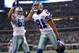 ARLINGTON, TX - DECEMBER 11: Wide receiver Laurent Robinson #81 of the Dallas Cowboys reacts with teammate John Phillips #89 after Robinson catches a nine-yard touchdown pass against the New York Giants at Cowboys Stadium on December 11, 2011 in Arlington, Texas. (Photo by Ronald Martinez/Getty Images)