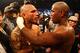 LAS VEGAS, NV - MAY 05: Miguel Cotto hugs Floyd Mayweather Jr. and Mayweather Jr. defeats Cotto by unanimous decision during their WBA super welterweight title fight at the MGM Grand Garden Arena on May 5, 2012 in Las Vegas, Nevada. (Photo by Al Bello/Getty Images)