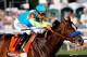 BALTIMORE, MD - MAY 19: Jockey Mike Smith aboard Bodemeister comes out of the fourth turn during the 137th Preakness Stakes at Pimlico Race Course on May 19, 2012 in Baltimore, Maryland. (Photo by Rob Carr/Getty Images)