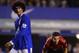 LIVERPOOL, ENGLAND - AUGUST 20: Marouane Fellaini of Everton and Robin van Persie of Manchester United look on during the Barclays Premier League match between Everton and Manchester United at Goodison Park on August 20, 2012 in Liverpool, England. (Photo by Michael Regan/Getty Images)