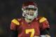 LOS ANGELES, CA - NOVEMBER 26: Quarterback Matt Barkley #7 of the USC Trojans smiles after throwing a touch down against the UCLA Bruins in the third quarter at Los Angeles Memorial Coliseum on November 26, 2011 in Los Angeles, California. USC defeated UCLA 50-0. (Photo by Jeff Gross/Getty Images)