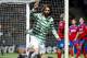 Georgios Samaras celebrates scoring Celtic's second goal against IF Helsingborgs