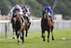 YORK, ENGLAND - AUGUST 22: Tom Queally riding Frankel (L) win The Juddmonte International Stakes at York racecourse on August 22, 2012 in York, England. (Photo by Alan Crowhurst/Getty Images)