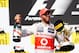 BUDAPEST, HUNGARY - JULY 29: Lewis Hamilton of Great Britain and McLaren celebrates on the podium after winning the Hungarian Formula One Grand Prix at the Hungaroring on July 29, 2012 in Budapest, Hungary. (Photo by Drew Gibson/Getty Images)