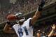 NEW ORLEANS, LA - JANUARY 07: Calvin Johnson #81 of the Detroit Lions celebrates after scoring a touchdown in the second quarter against the New Orleans Saints during their 2012 NFC Wild Card Playoff game at Mercedes-Benz Superdome on January 7, 2012 in New Orleans, Louisiana. (Photo by Ronald Martinez/Getty Images)
