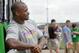 Jul 27, 2012; Mankato, MN, USA; Minnesota Vikings running back Adrian Peterson (28) poses for pictures at training camp at Blakeslee Stadium at Minnesota State University, Mankato. Mandatory Credit: Bruce Kluckhohn-US PRESSWIRE