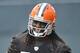 Jun 12, 2012; Berea, OH, USA; Cleveland Browns running back Trent Richardson (33) stands with the ball during minicamp at the Cleveland Browns training facility. Mandatory Credit: David Richard-US PRESSWIRE