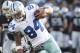 August 13, 2012; Oakland, USA; Oakland Raiders defensive back Brandon Underwood (28) tackle Dallas Cowboys tight end James Hanna (84) during the second quarter at O.co Coliseum. Mandatory Credit: Kelley L Cox-US PRESSWIRE